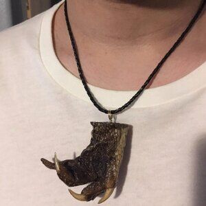 Louisiana Alligator Foot Claw Taxidermy Necklace on Black Braided Leather Straps